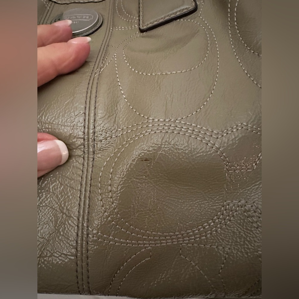 Coach Olive Green Patent Leather Tote - Picture 12 of 16
